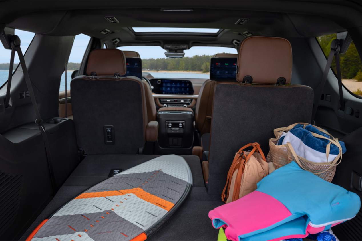 View from Chevrolet Suburban 2025 SUV Trunk showcasing cargo space