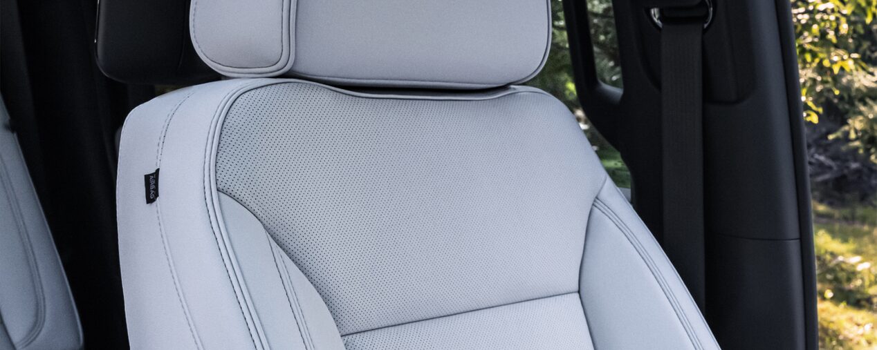 Close-up View of 2025 Chevrolet Suburban SUV Jet Black leather seats