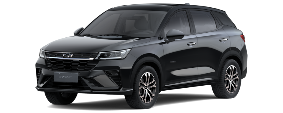 Transparent image of a Front Three Quarters of a Star Twinkle Black 2026 Chevrolet Groove with a Black Roof