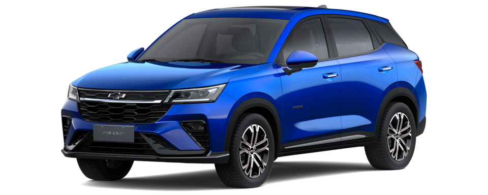 Transparent image of a Front Three Quarters of a Tiger Blue 2026 Chevrolet Groove