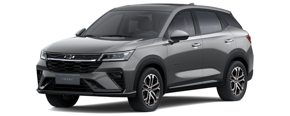 Transparent image of a Front Three Quarters of a Tungsten Grey 2026 Chevrolet Groove
