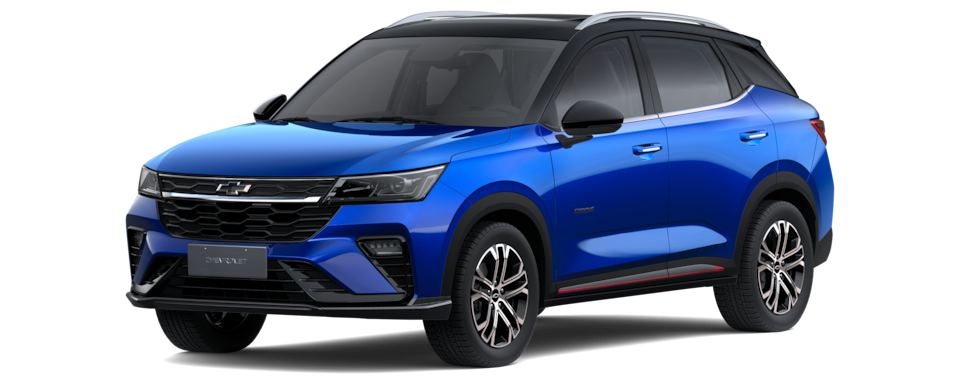 Transparent image of a Front Three Quarters of a Tiger Blue 2026 Chevrolet Groove