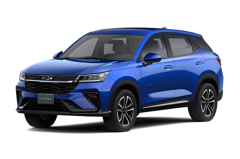 Transparent image of a Front Three Quarters of a Blue 2026 Chevrolet Groove