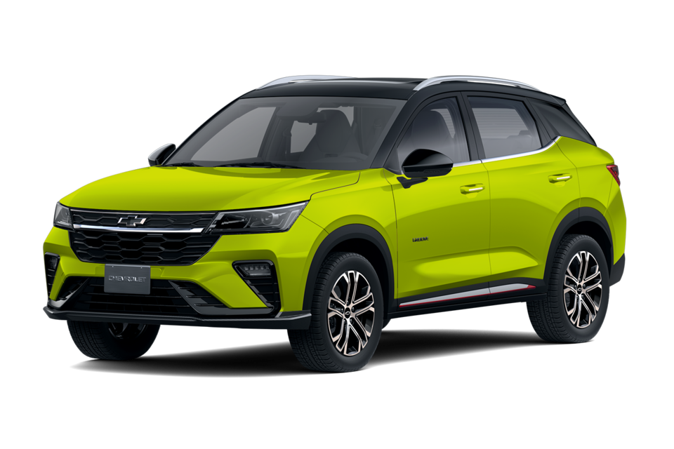 Transparent image of a Front Three Quarters of a Green 2026 Chevrolet Groove