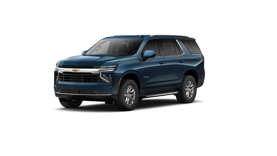 Front Three-Quarters of 2026 Tahoe SUV in Lakeshore Blue Metallic