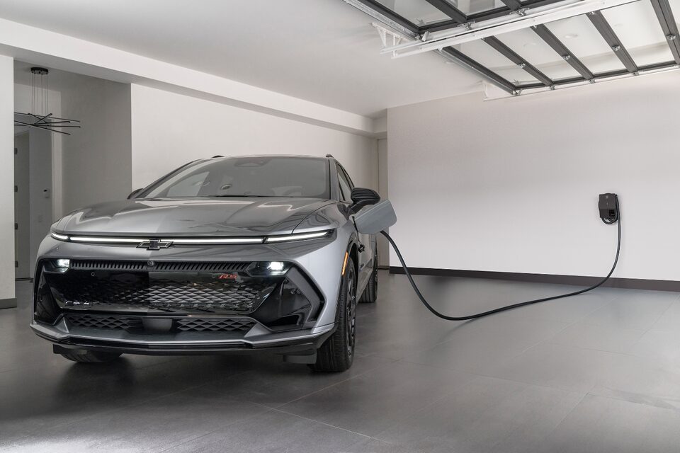 Front view of 2025 Equinox EV Charging at home