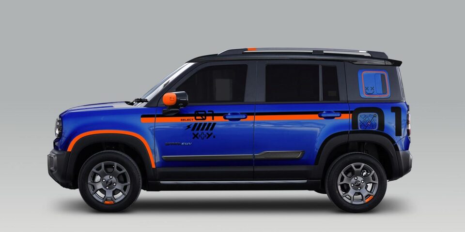 Driver side of the Chavrolet Spark EUV personalized with gaming theme decals