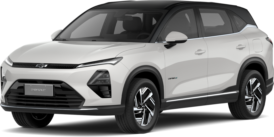 Transparent image of a Front Three Quarters of a Sandy White 2026 Chevrolet Captiva EV