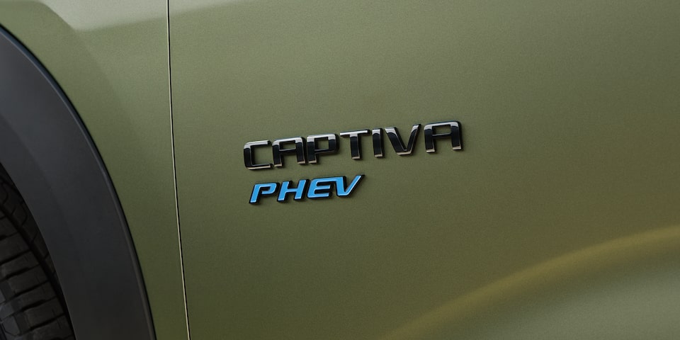 Close-up of the 2026 Chevrolet Captiva PHEV badge