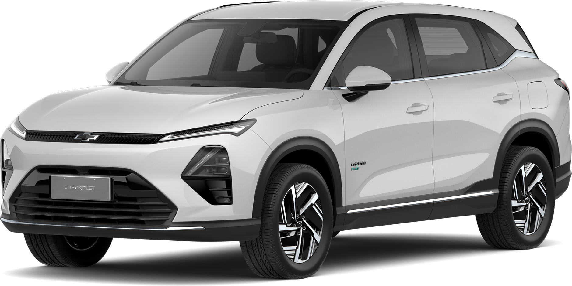 Transparent image of a Front Three Quarters of a Sandy White 2026 Chevrolet Captiva PHEV