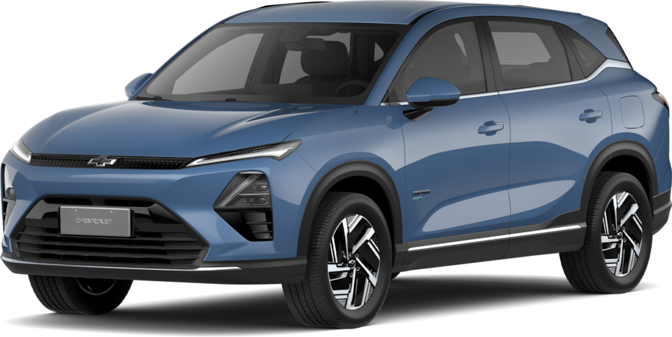 Transparent image of a Front Three Quarters of a Dawn Blue 2026 Chevrolet Captiva PHEV