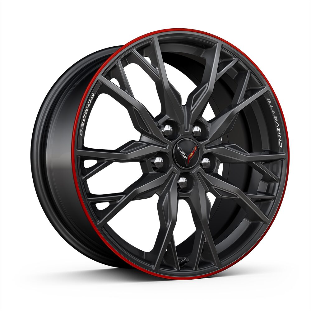 Black Rims with Red Detailing for the 2025 Corvette Stingray