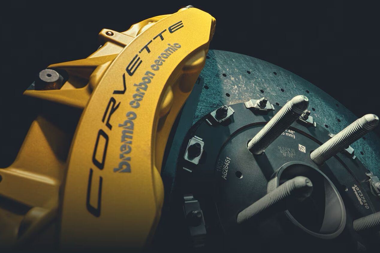 Art directed image of 2025 Corvette Z06 Calipers in Competition Yellow
