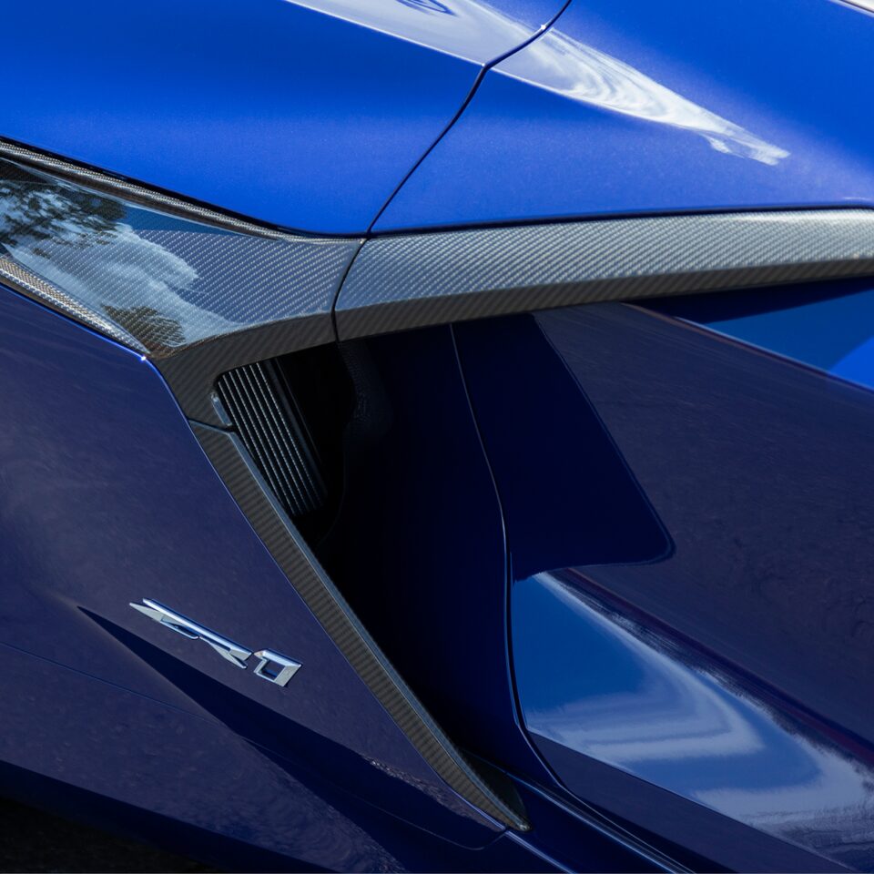 Close-up of the Side of a Blue Chevy Corvette ZR1