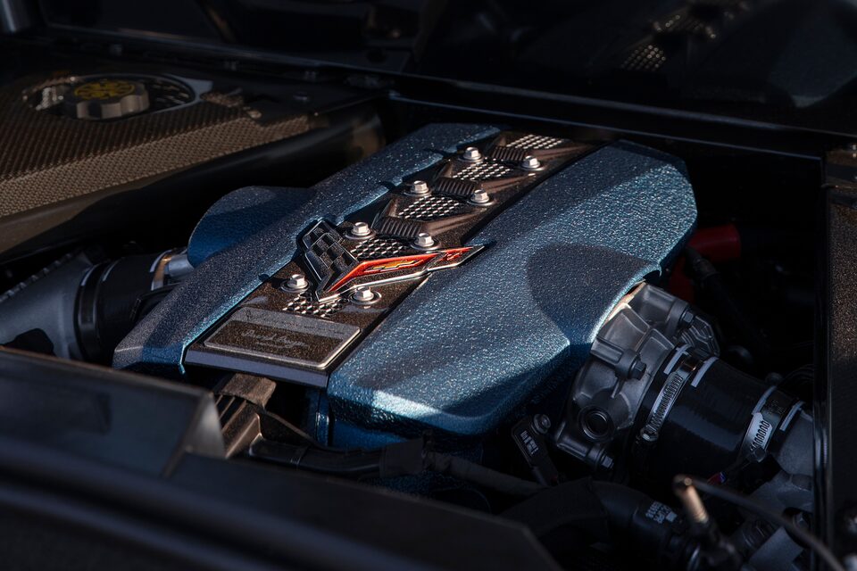 Close-up of a Chevy Corvette ZR1 Engine
