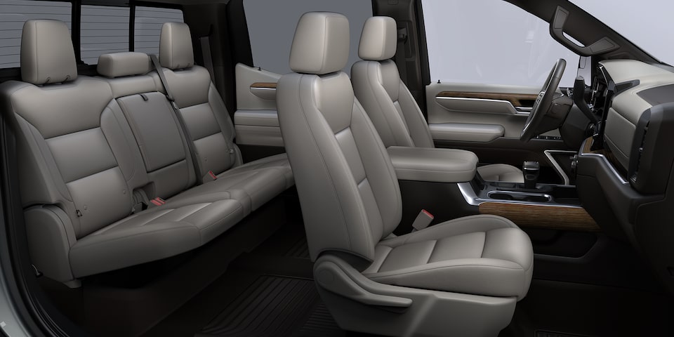 Interior piel gris claro para Chevrolet Cheyenne 2025, camioneta pickup