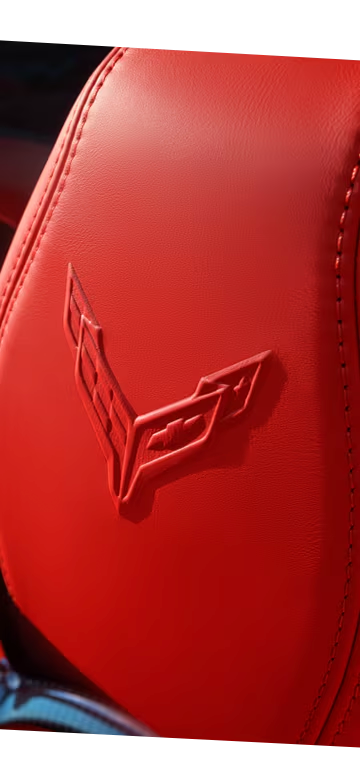 Logotipo de Corvette en asiento del Corvette Stingray 2026