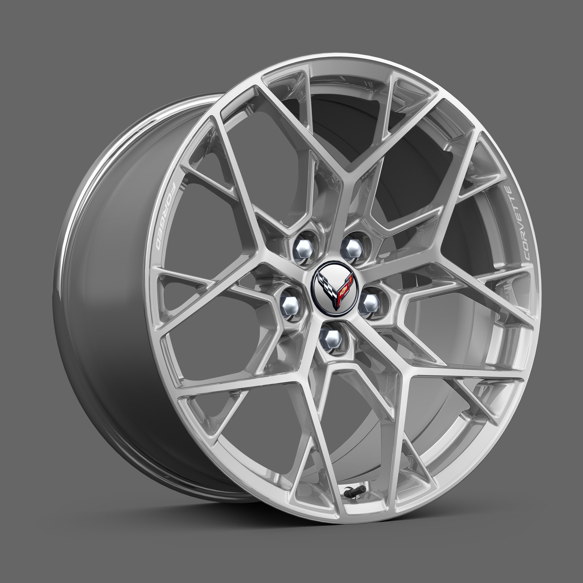 20" Front/21" Rear 20-Spoke Sterling Silver-Painted Forged Aluminum Wheels