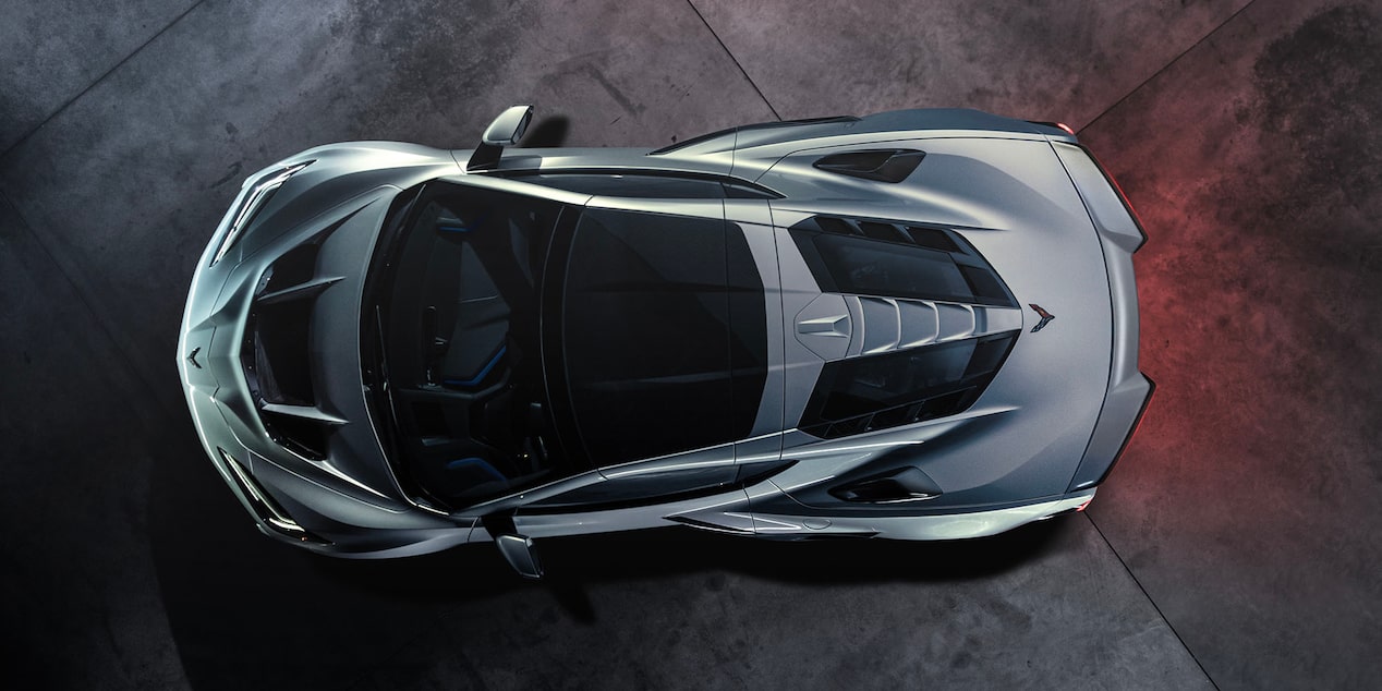 2026 Chevy Corvette ZR1X in Blade Silver Metallic Parked in a Warehouse