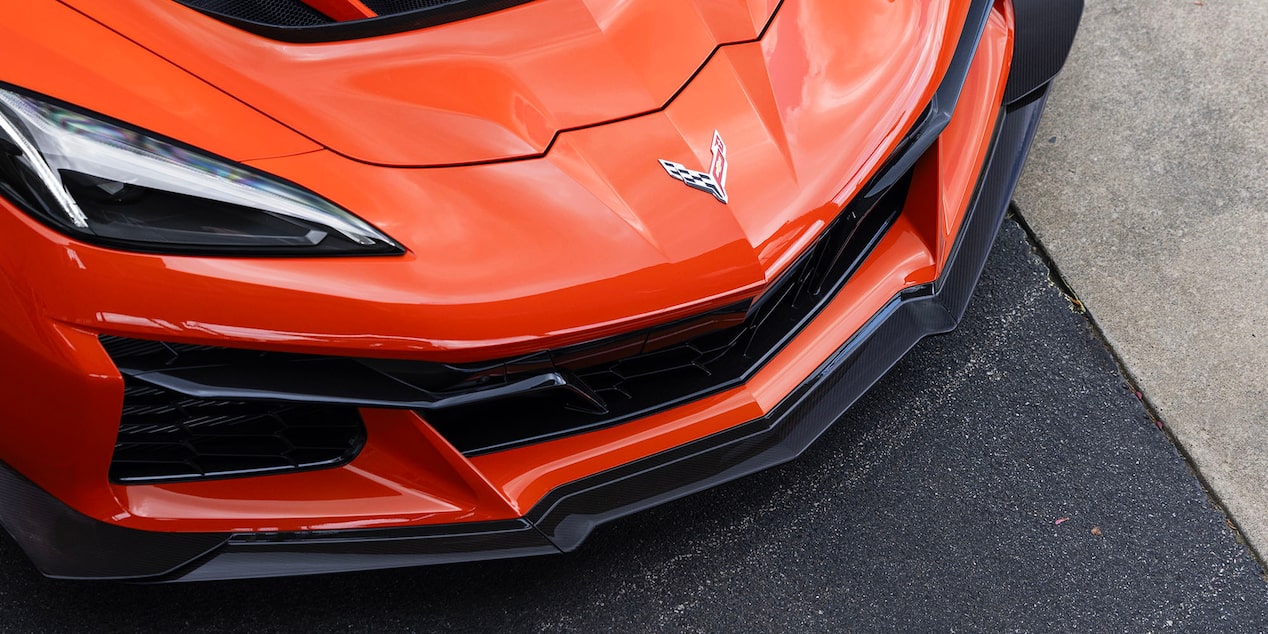 Front End of the 2026 Chevy Corvette ZR1X in Sebring Orange Tintcoat