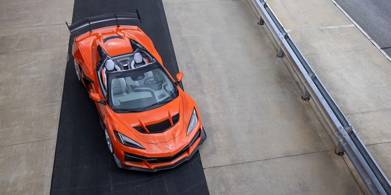 2026 Chevy Corvette ZR1X in Sebring Orange Tintcoat Parked on a Track
