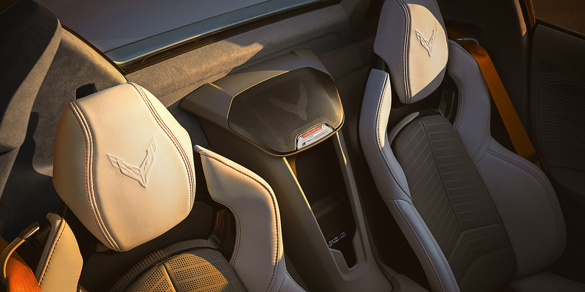 Corvette Logo Badging on Headrests Inside the 2026 Chevy Corvette ZR1X