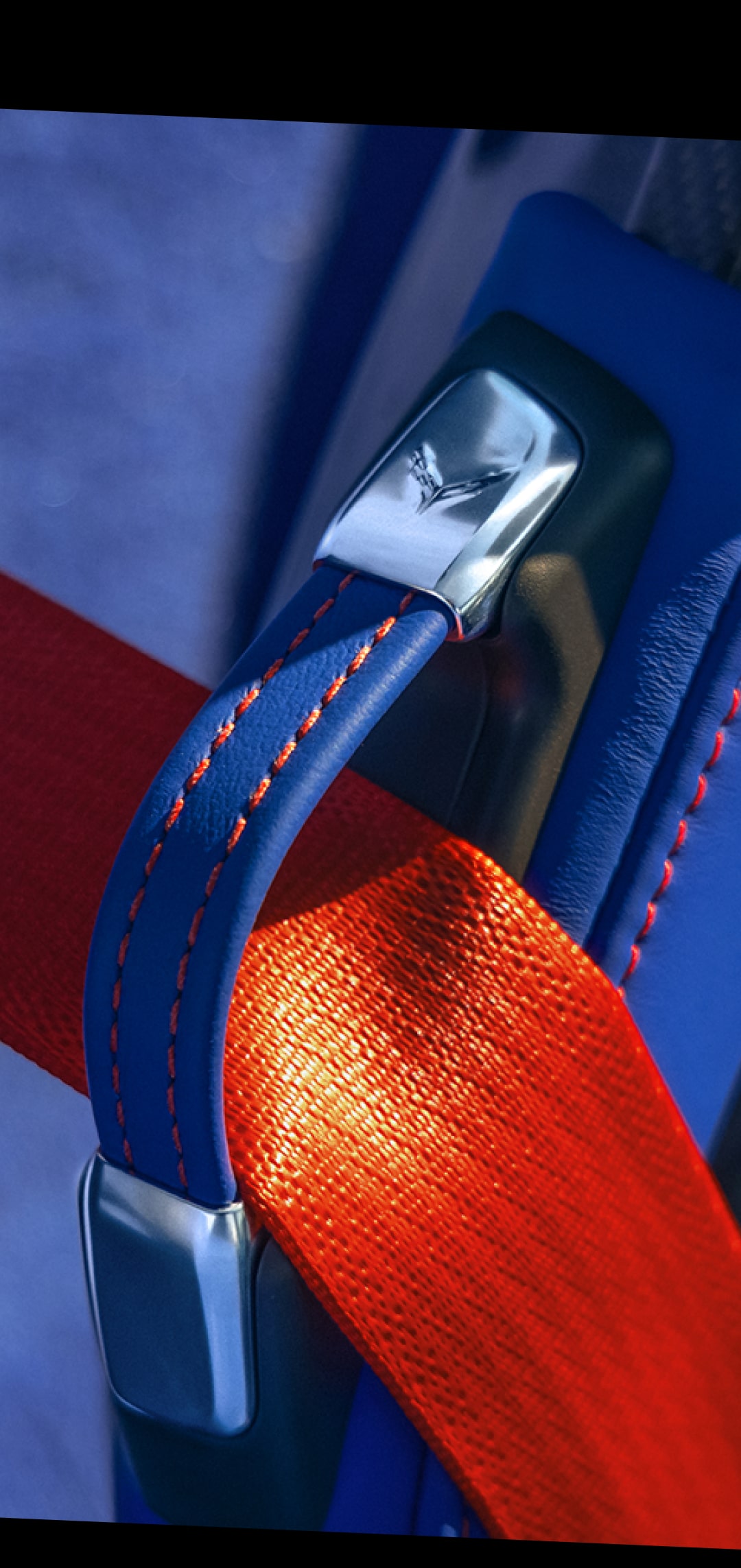 Grand Sport Launch Edition interior featuring Santorini Blue Dipped interior with Torch Red accents
