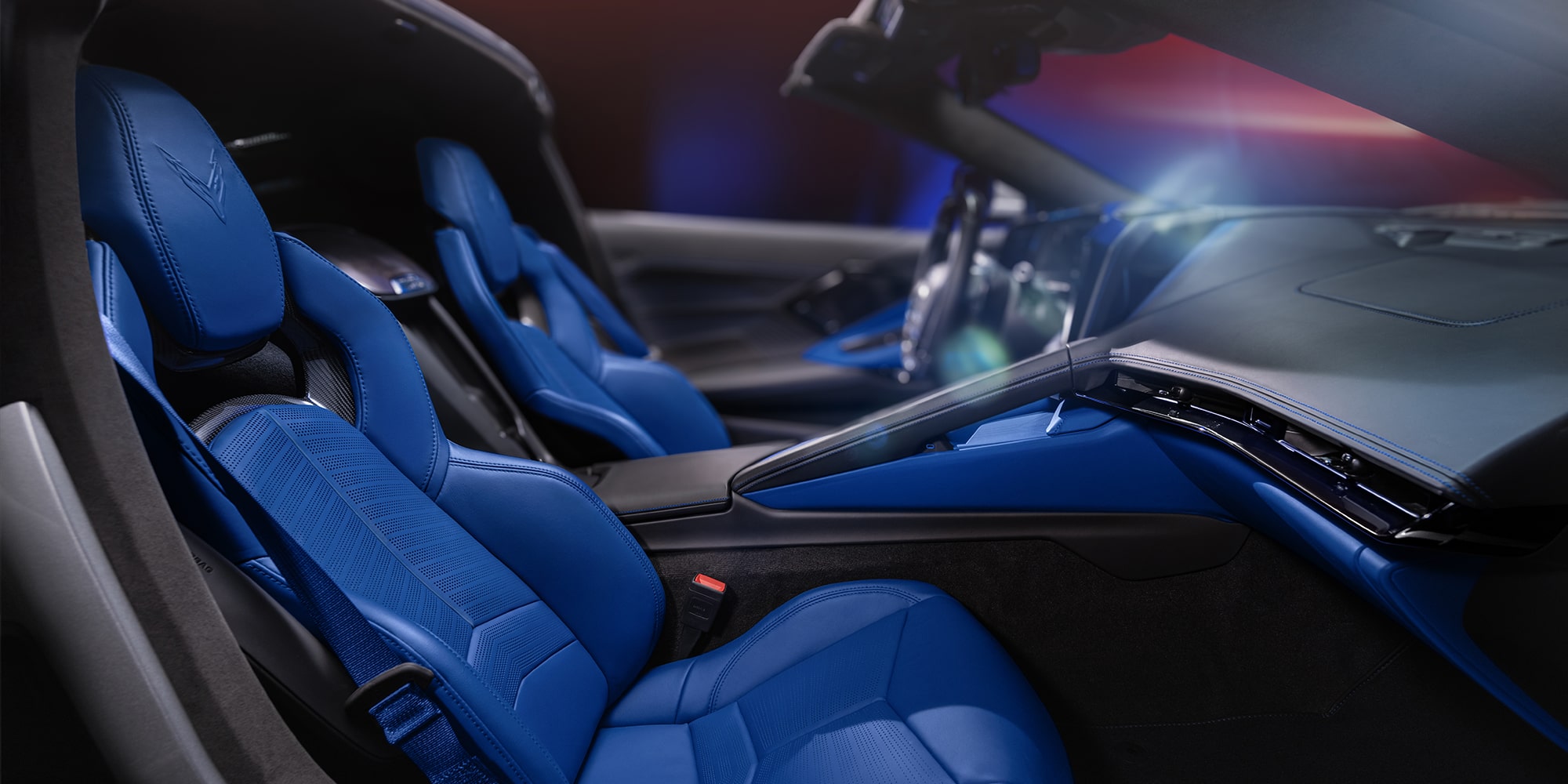 2027 Chevy Corvette Stingray Interior in Santorini Blue with Jet Black