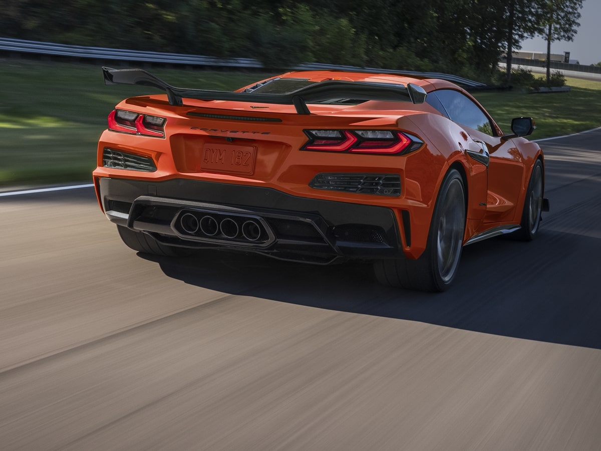 2027 Chevrolet Corvette Z06 driving in the city.