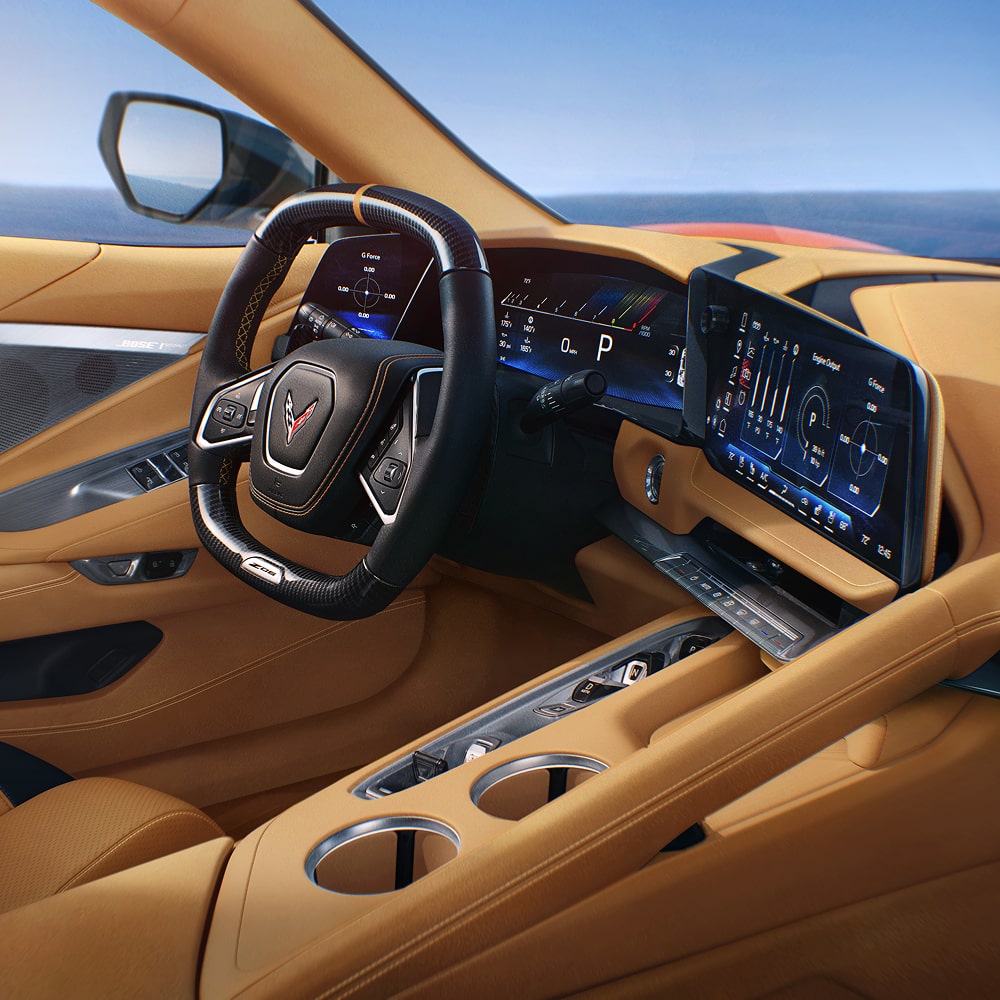 2026 Chevy Corvette ZR1 Interior in Santorini Blue with Jet Black