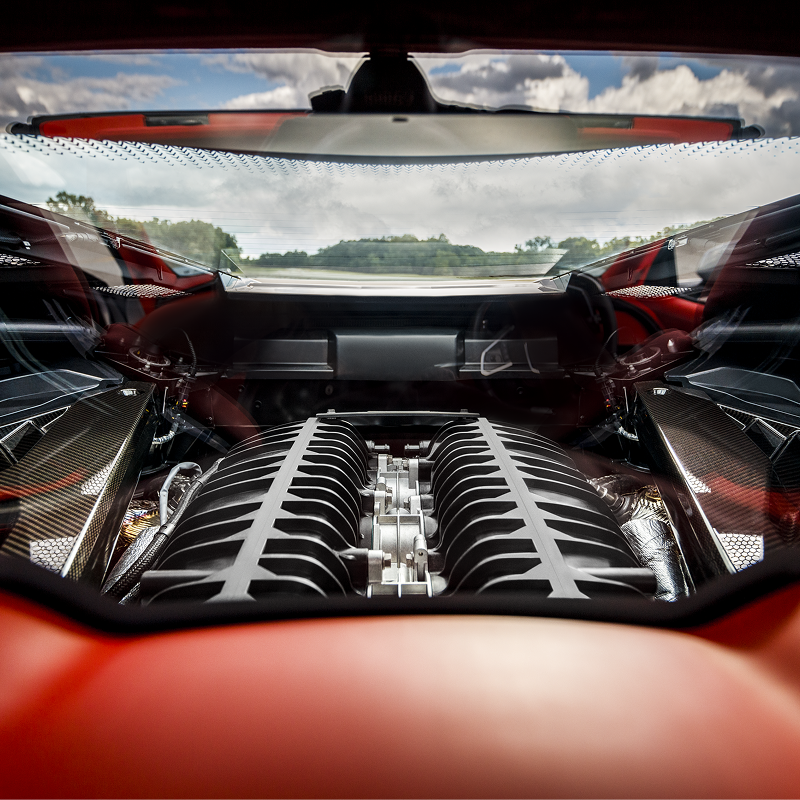 Close-up of the Chevy Corvette Z06 Engine