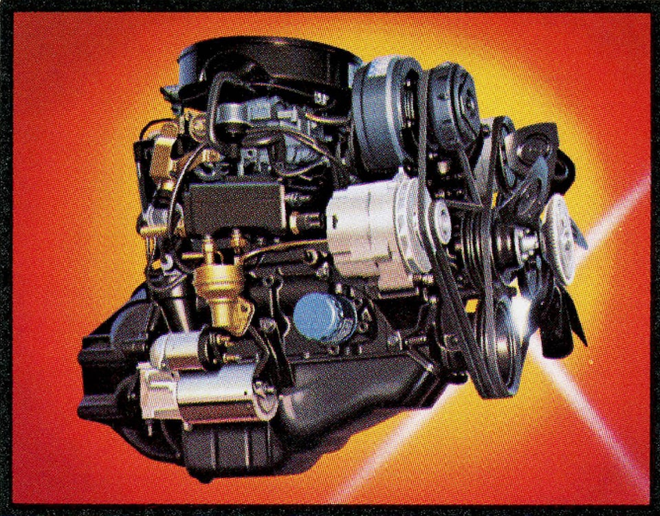 Una ilustración del motor de una Chevy S-10 1983 en el folleto.