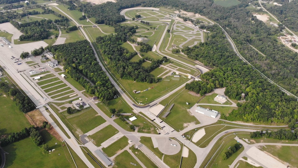 An bird’s-eye view of the entire Roadway America racetrack and grounds in Wisconsin.