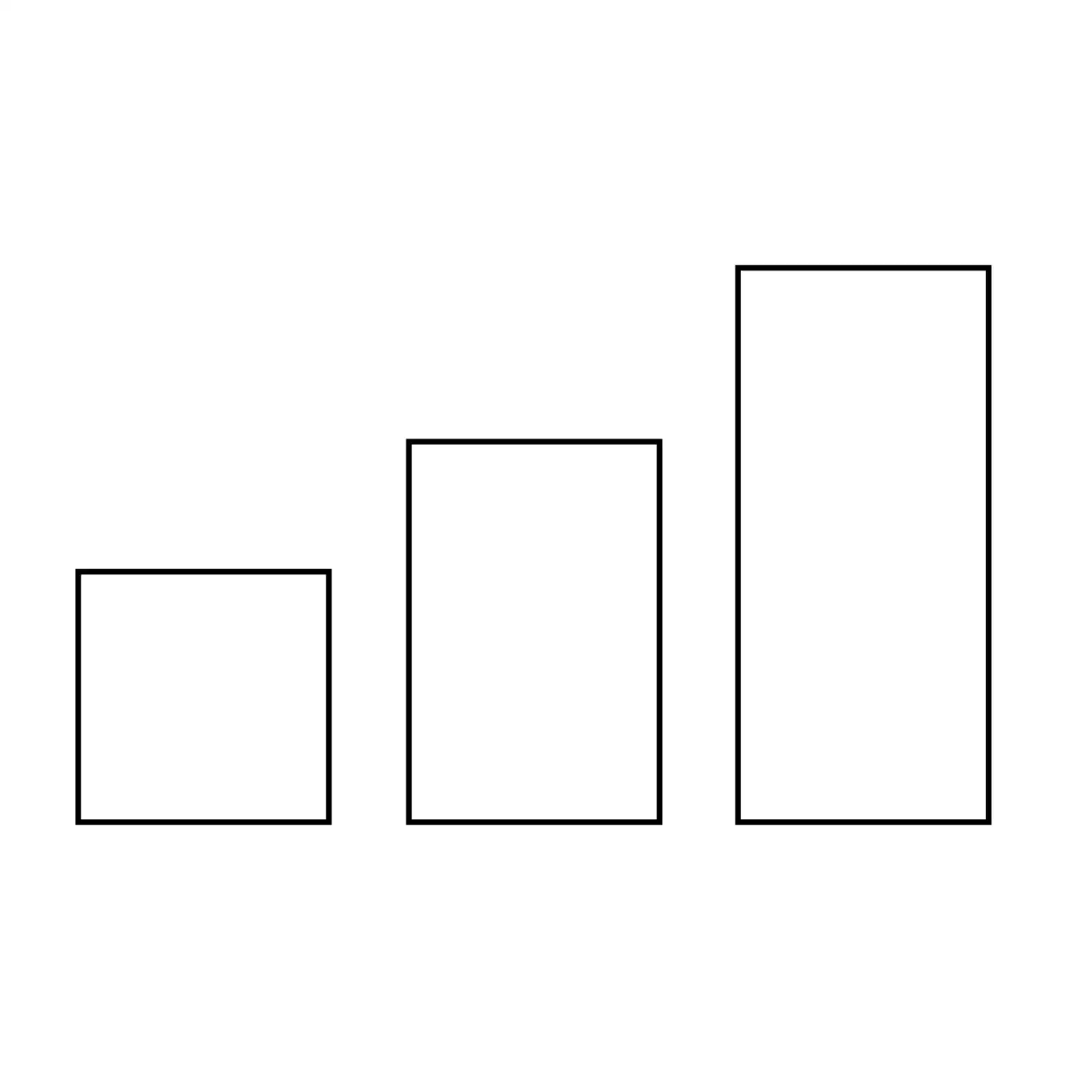 Un gif de tres rectángulos de altura creciente, con los dos primeros rellenándose lentamente de negro de abajo a arriba.