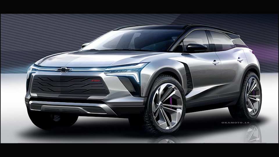 Boceto de diseño inicial del exterior de un vehículo creado en el desarrollo de la Blazer EV.