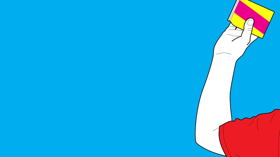 An illustration of a person’s arm and hand holding a pop can flyer and getting ready to throw it.