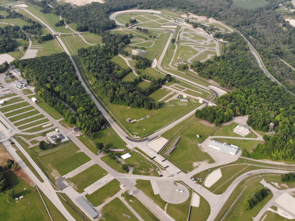 An bird’s-eye view of the entire Roadway America racetrack and grounds in Wisconsin.