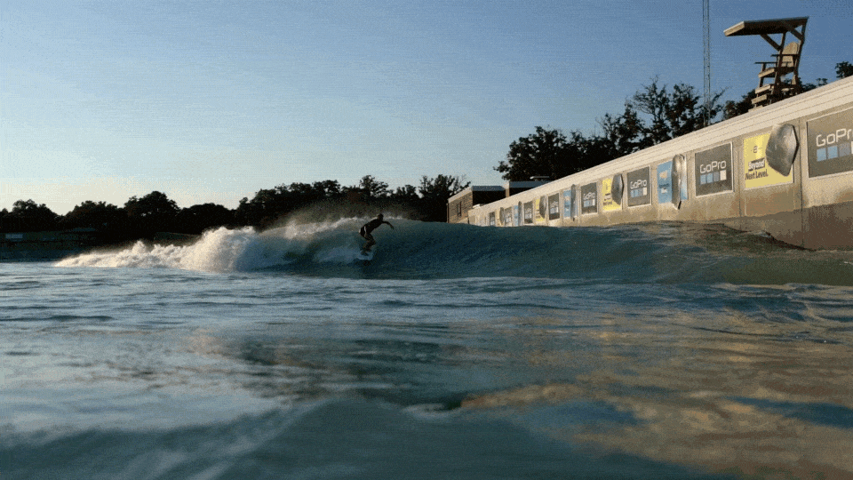 A gif of Kevin Schulz performing tricks on his surfboard.