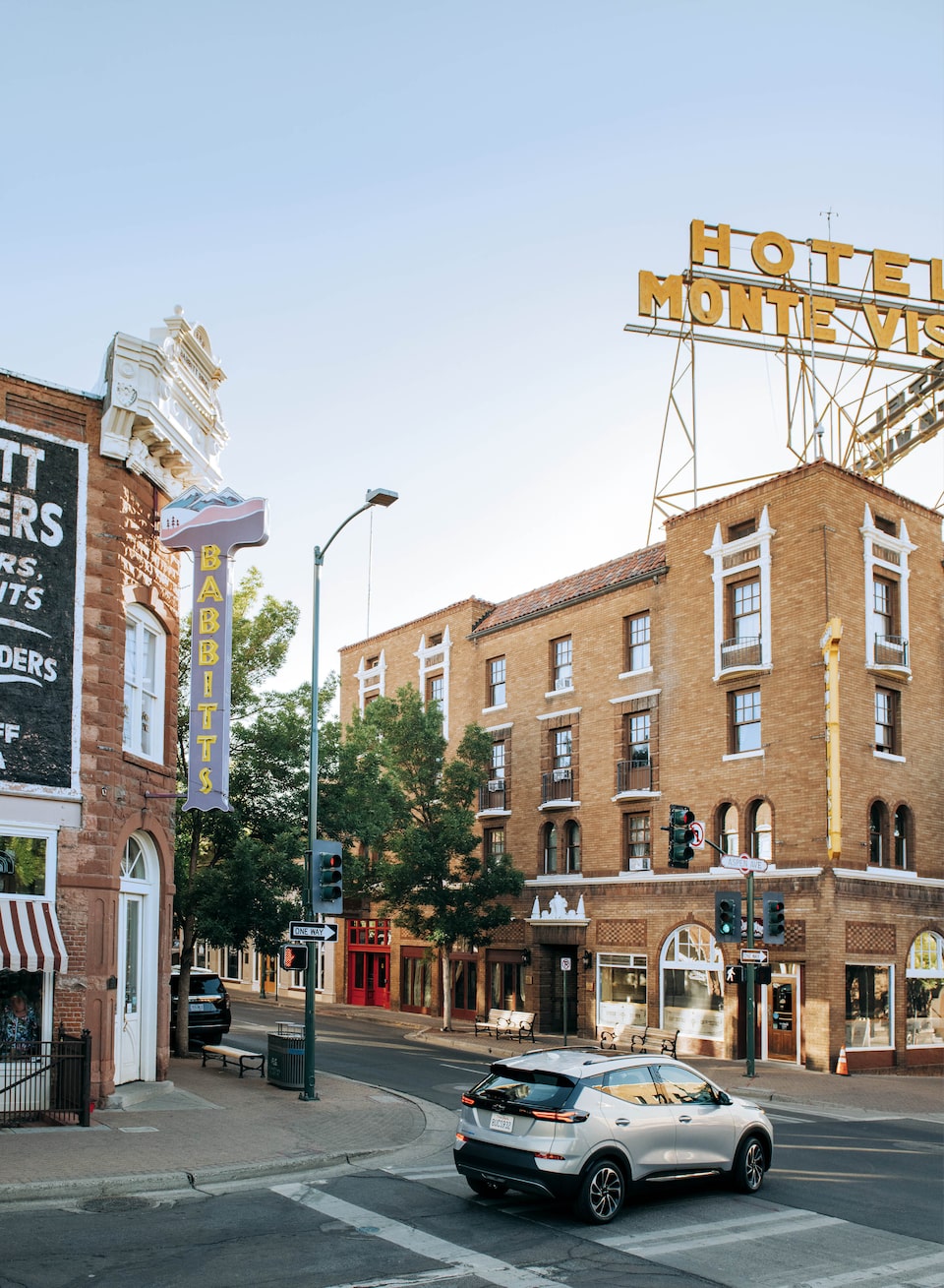 Bolt EUV drives through an intersection in downtown Flagstaff, Arizona.
