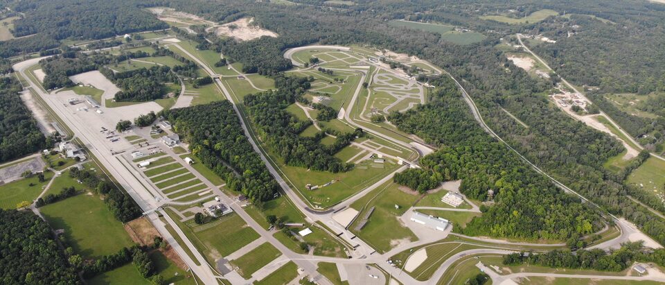 An bird’s-eye view of the entire Roadway America racetrack and grounds in Wisconsin.