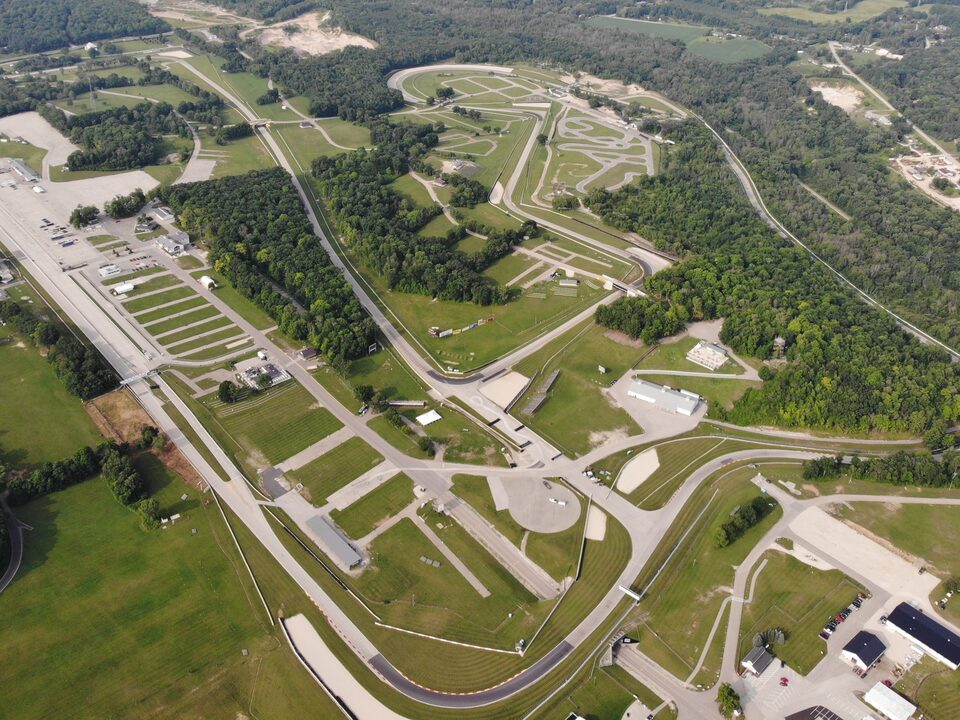 An bird’s-eye view of the entire Roadway America racetrack and grounds in Wisconsin.