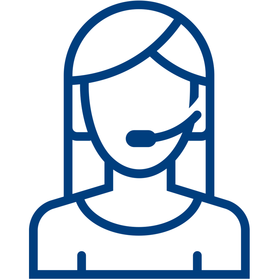 A line drawing of an OnStar Advisor wearing a headset.