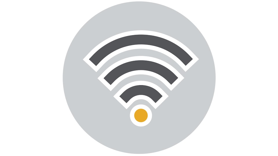 A line drawing indicating Wi-Fi.