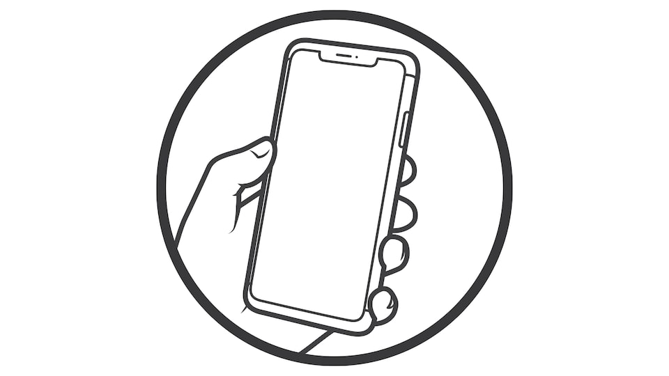 Una ilustración de una mano sosteniendo un smartphone.
