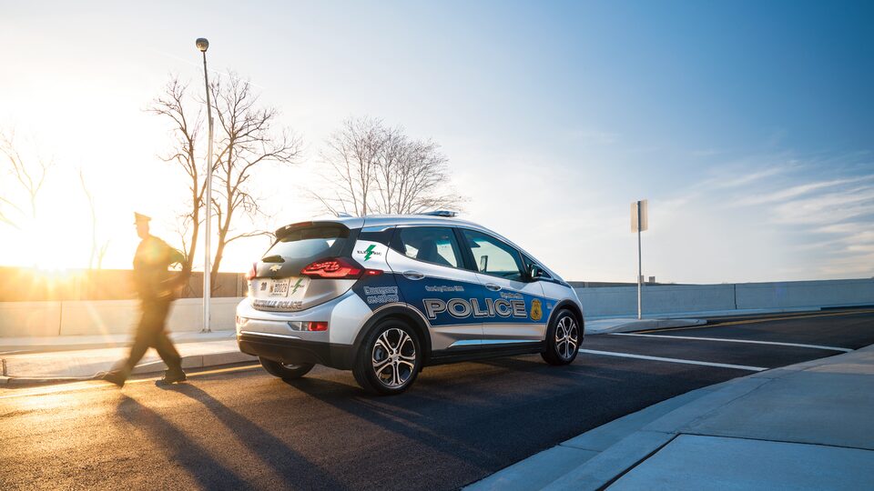 El Bolt EV del departamento de policía de Hyattsville, Maryland.