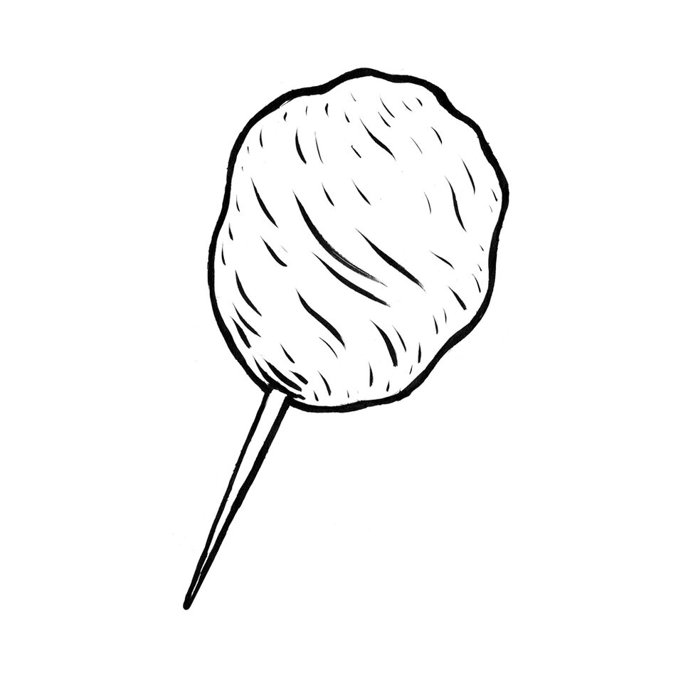 Ilustración de algodón de azúcar en un palito.