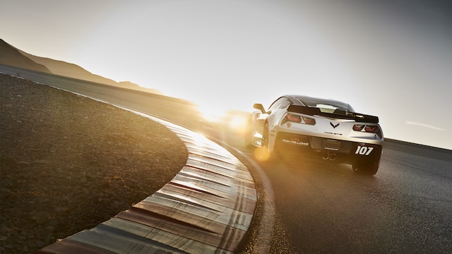 La cola de un Corvette en la pista.