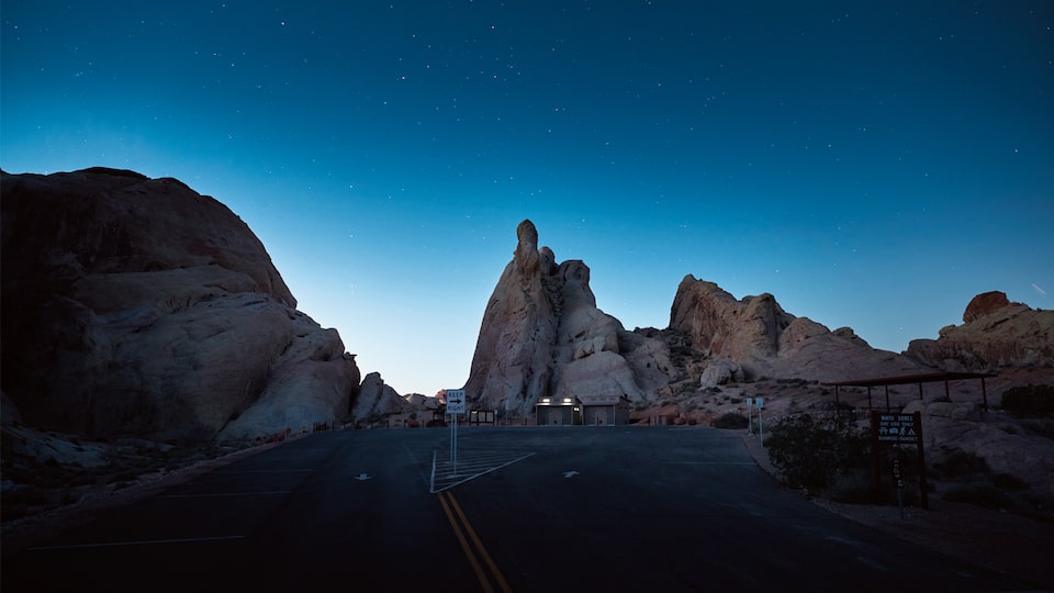 The parking lot at the White Domes of Valley of Fire State Park in Nevada.