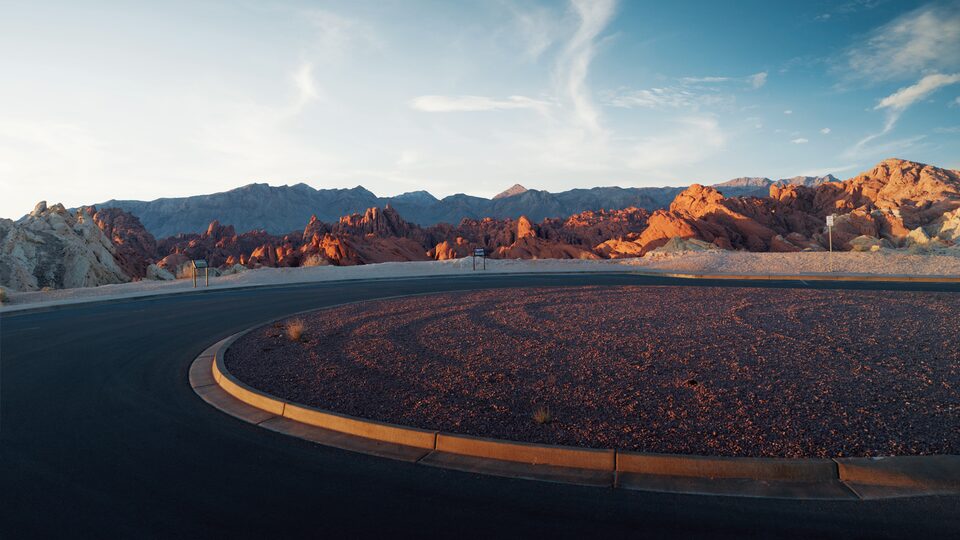 Silica Dome in Nevada's Valley of Fire State park is part of an otherworldly landscape of red rocks.