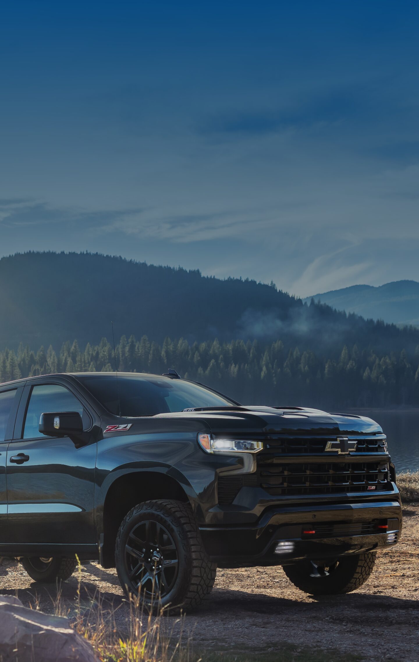 A Chevy Silverado Parked Near a Body of Water